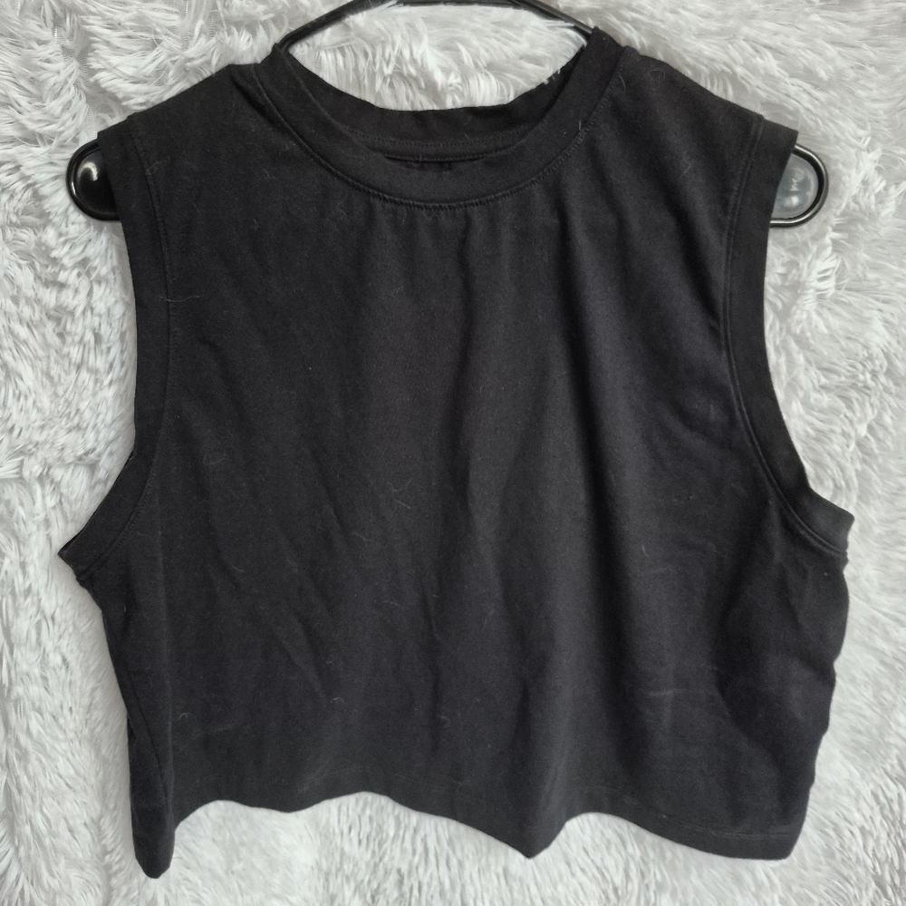 A New Day Black Sleeveless Crop Top Size XL